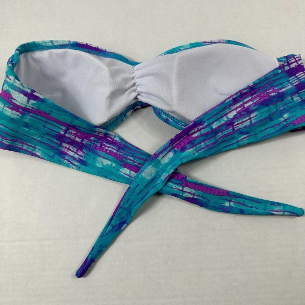 Delia*s Aqua Purple Bandeau Swim Top, Medium - Picture 3 of 7